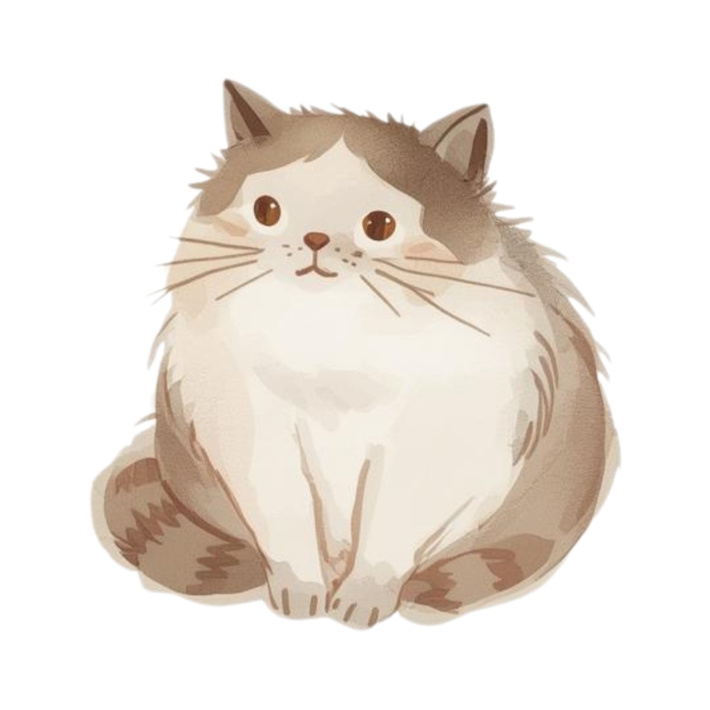 ベージュ系水彩ゆるふわ猫クリップアートセット|全15種 背景透過PNGイラスト素材