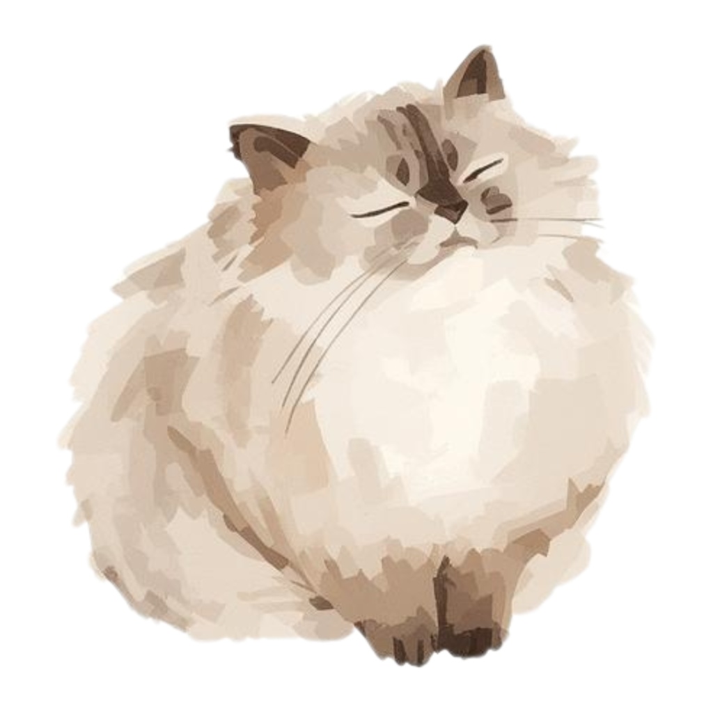 ベージュ系水彩ゆるふわ猫クリップアートセット|全15種 背景透過PNGイラスト素材