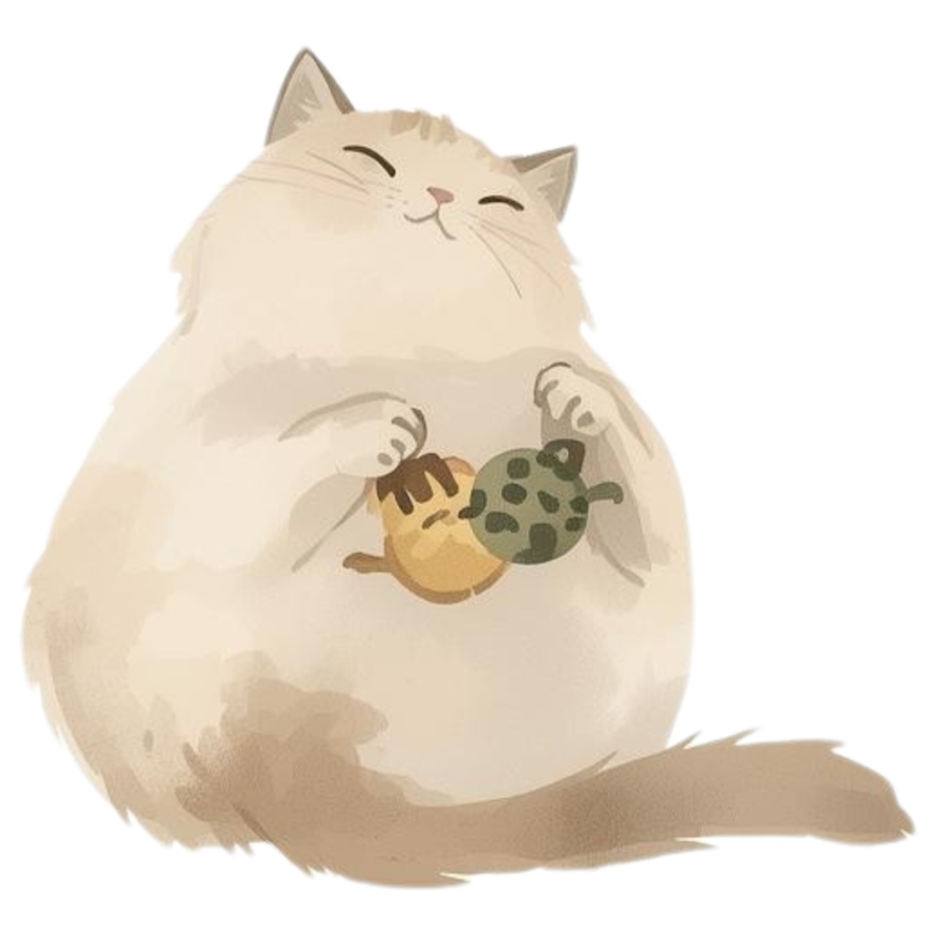 ベージュ系水彩ゆるふわ猫クリップアートセット|全15種 背景透過PNGイラスト素材