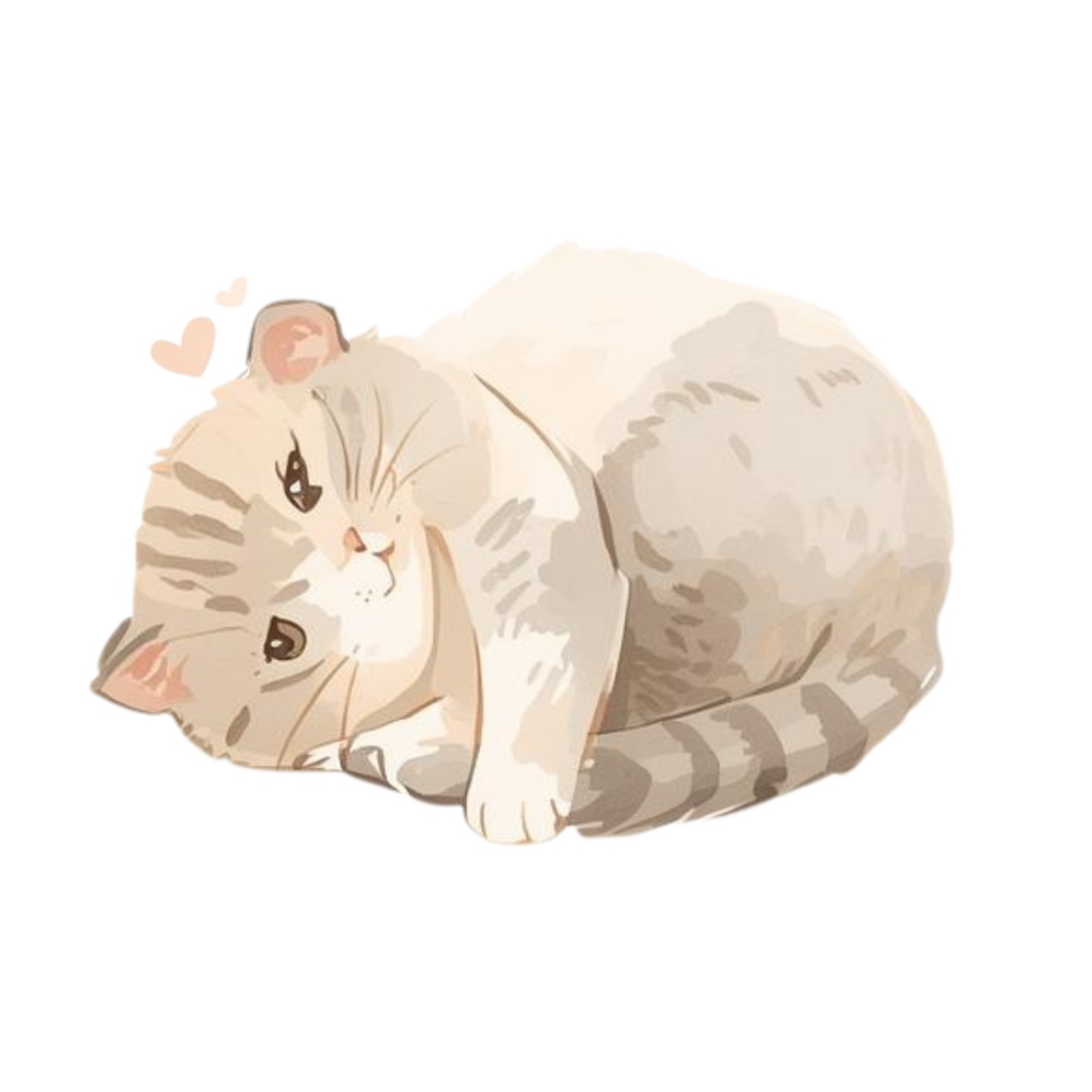 水彩手書き風イラスト集 ゆるふわ猫 vol.3|全15種 背景透過PNG素材