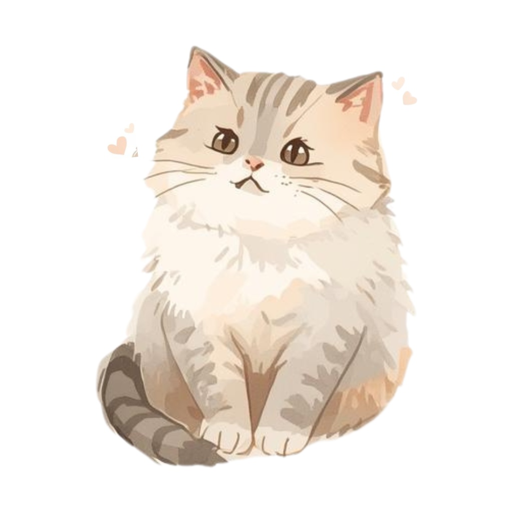 水彩手書き風イラスト集 ゆるふわ猫 vol.3|全15種 背景透過PNG素材