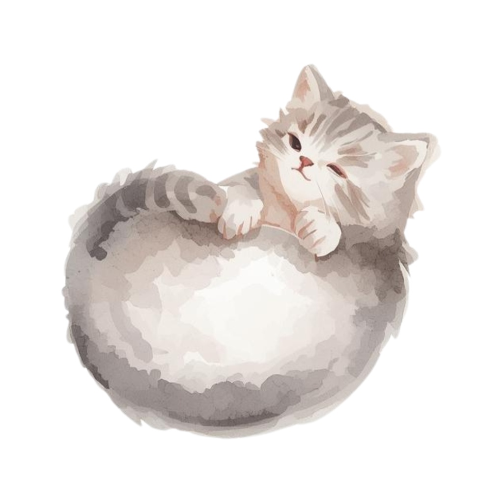 水彩手書き風イラスト集 ゆるふわ猫 vol.5|全15種 背景透過PNG素材