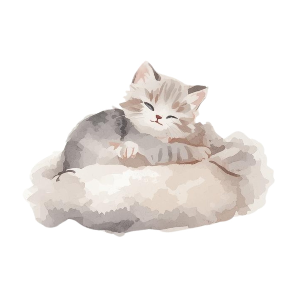 水彩手書き風イラスト集 ゆるふわ猫 vol.5|全15種 背景透過PNG素材