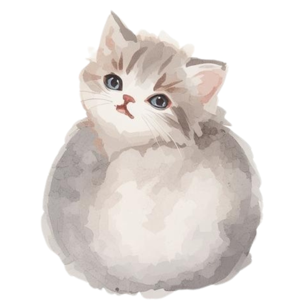 水彩手書き風イラスト集 ゆるふわ猫 vol.5|全15種 背景透過PNG素材