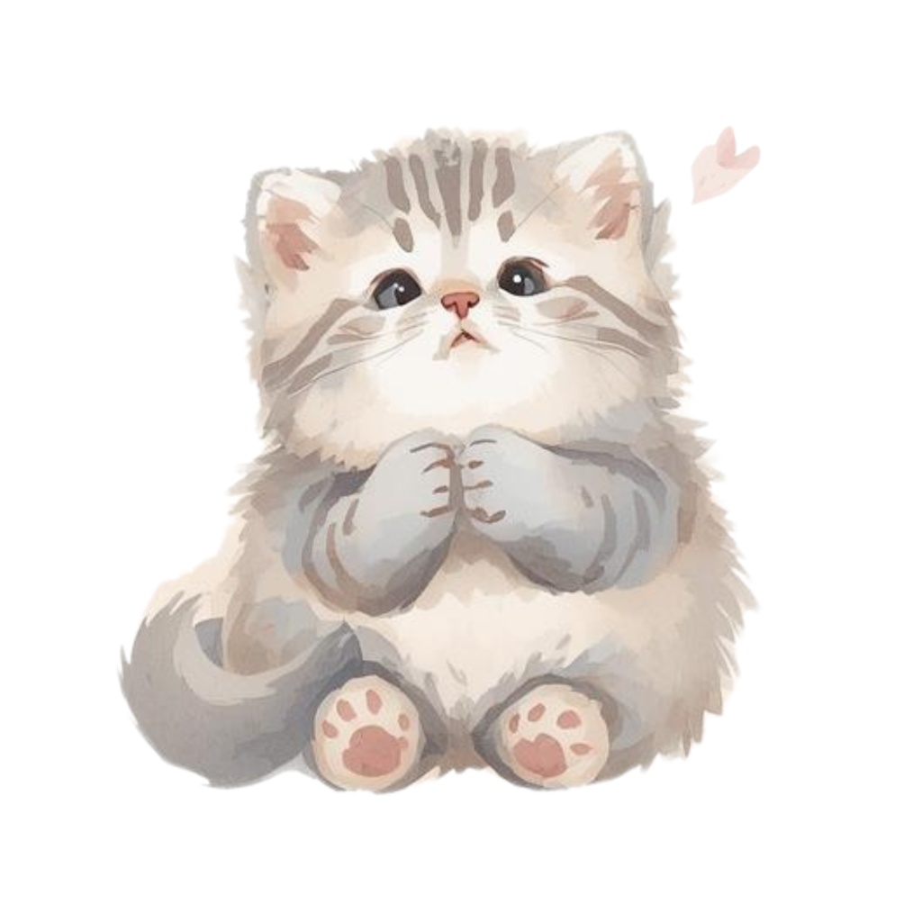 水彩手書き風イラスト集 ゆるふわ猫 vol.5|全15種 背景透過PNG素材