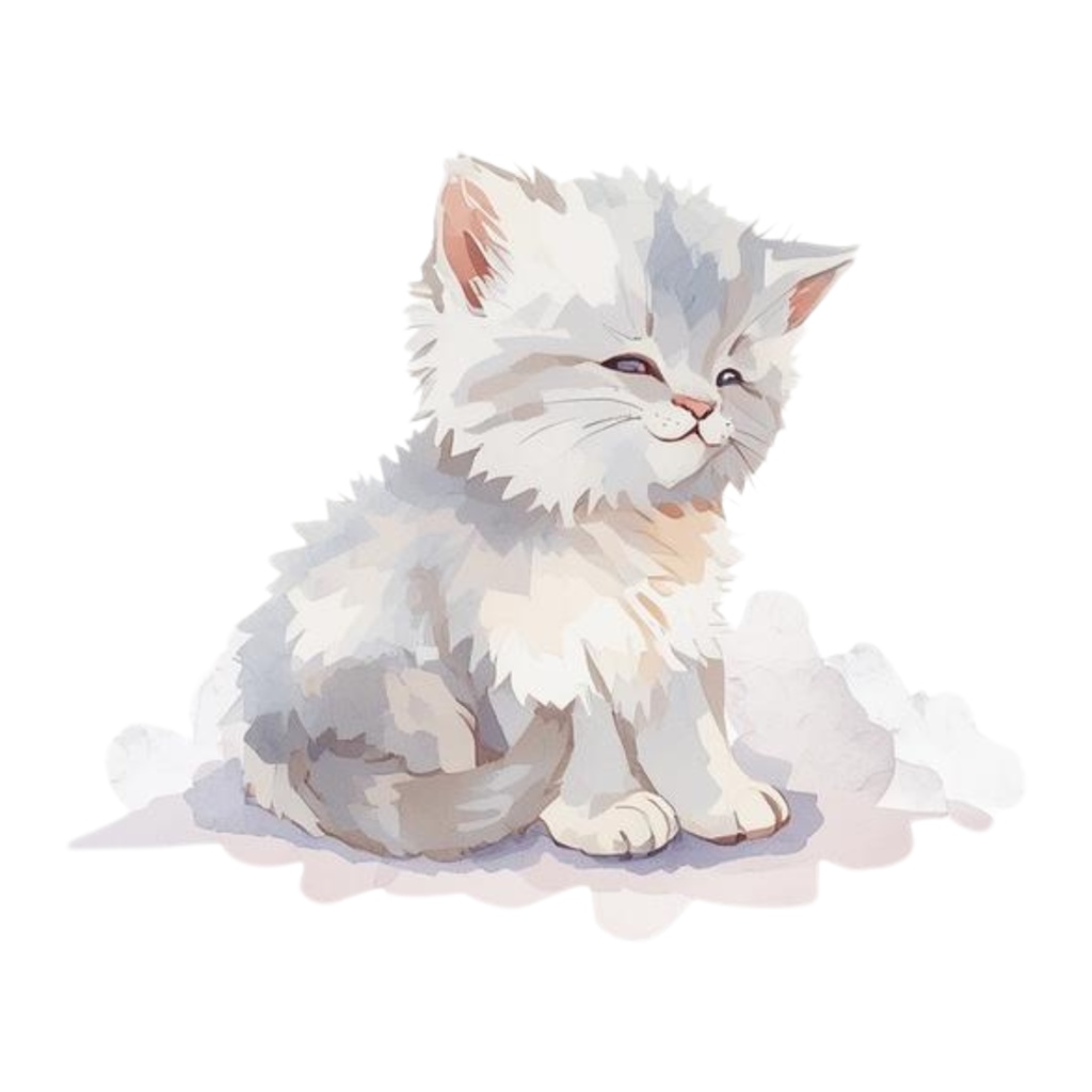 水彩手書き風イラスト集 ゆるふわ猫 vol.5|全15種 背景透過PNG素材