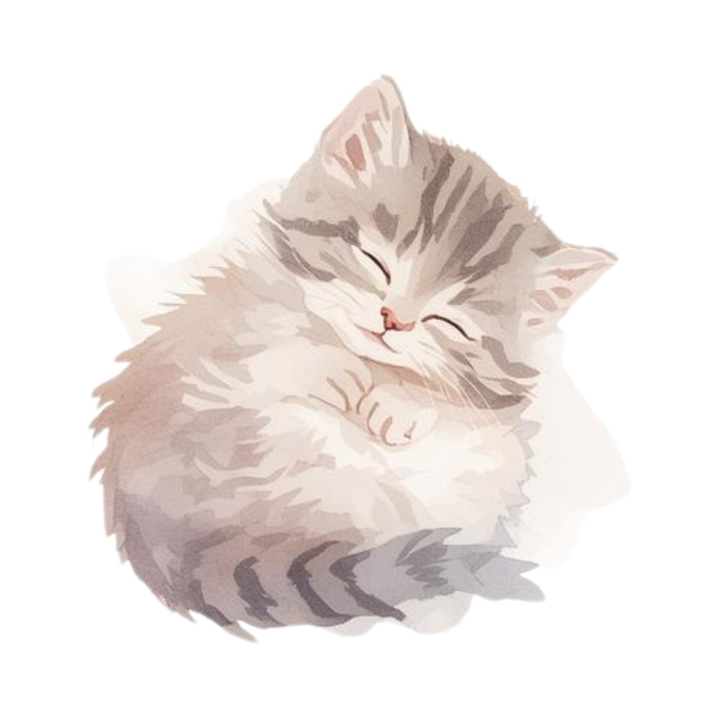 水彩手書き風イラスト集 ゆるふわ猫 vol.5|全15種 背景透過PNG素材