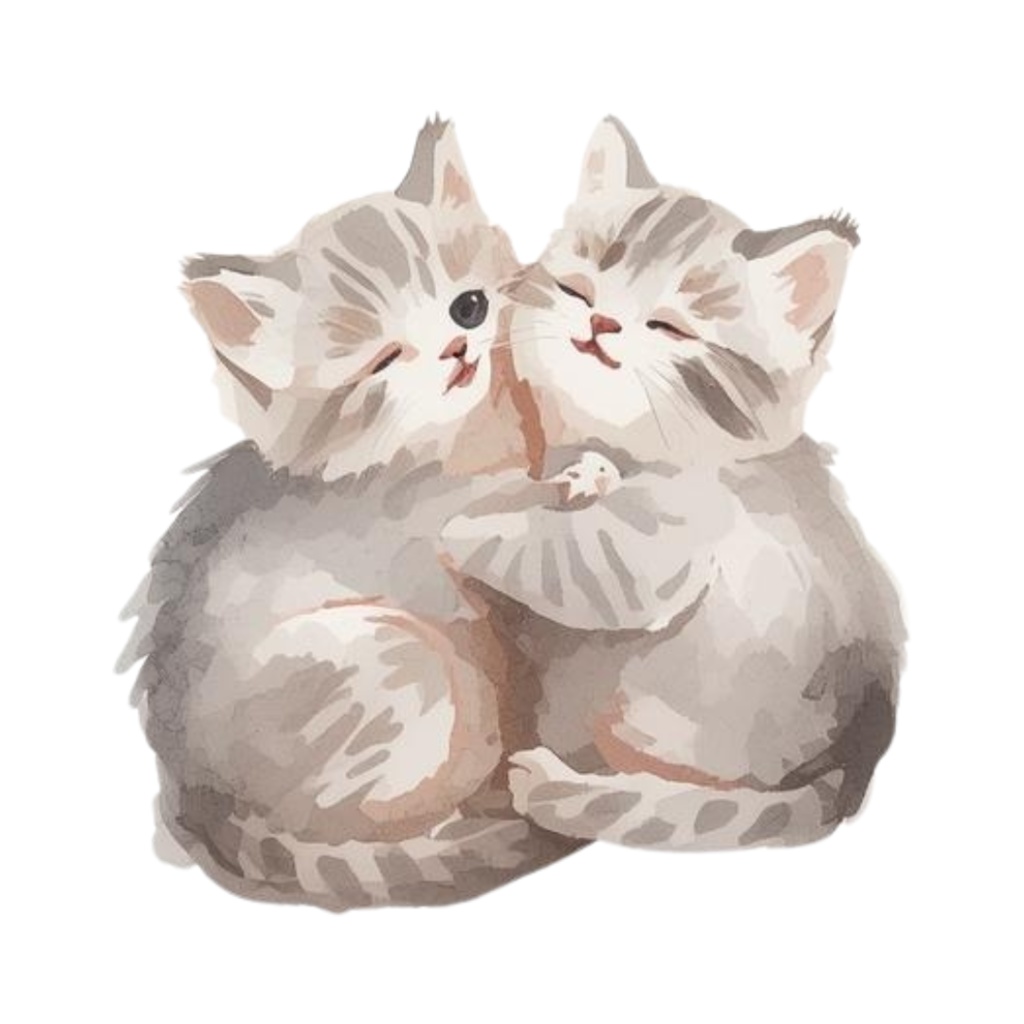 水彩手書き風イラスト集 ゆるふわ猫 vol.5|全15種 背景透過PNG素材