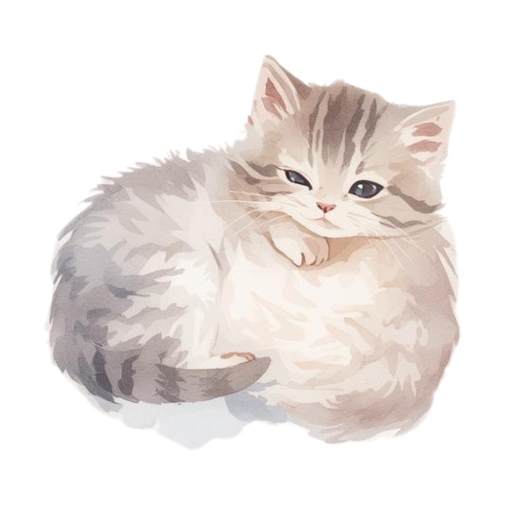 水彩手書き風イラスト集 ゆるふわ猫 vol.5|全15種 背景透過PNG素材