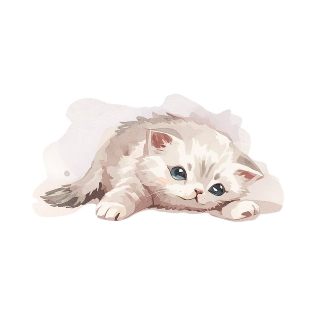 水彩手書き風イラスト集 ゆるふわ猫 vol.6|全◯種 背景透過PNG素材