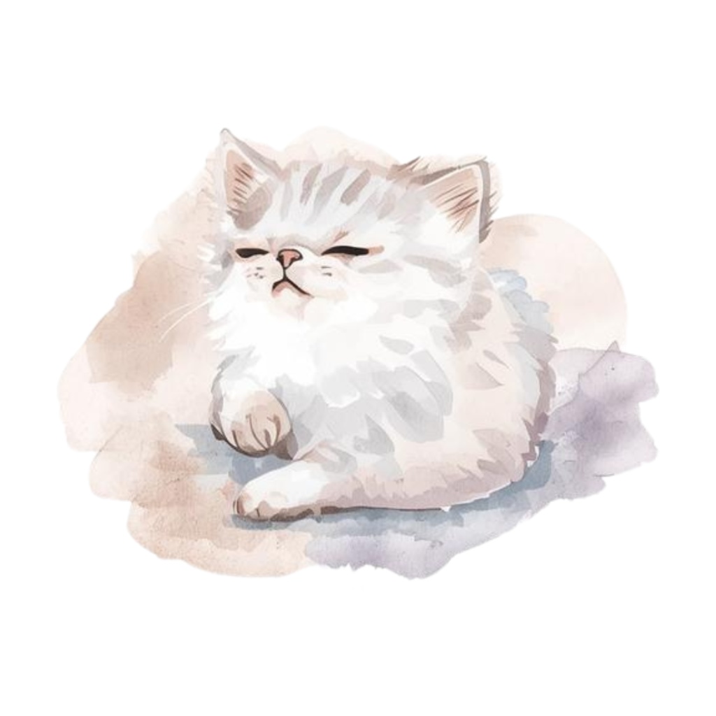 水彩手書き風イラスト集 ゆるふわ猫 vol.6|全◯種 背景透過PNG素材