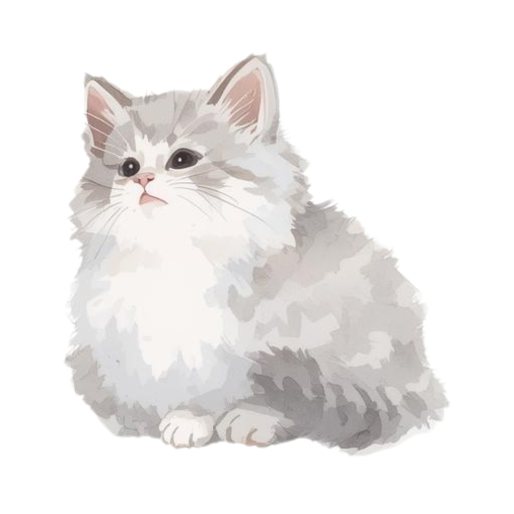 水彩手書き風イラスト集 ゆるふわ猫 vol.6|全◯種 背景透過PNG素材