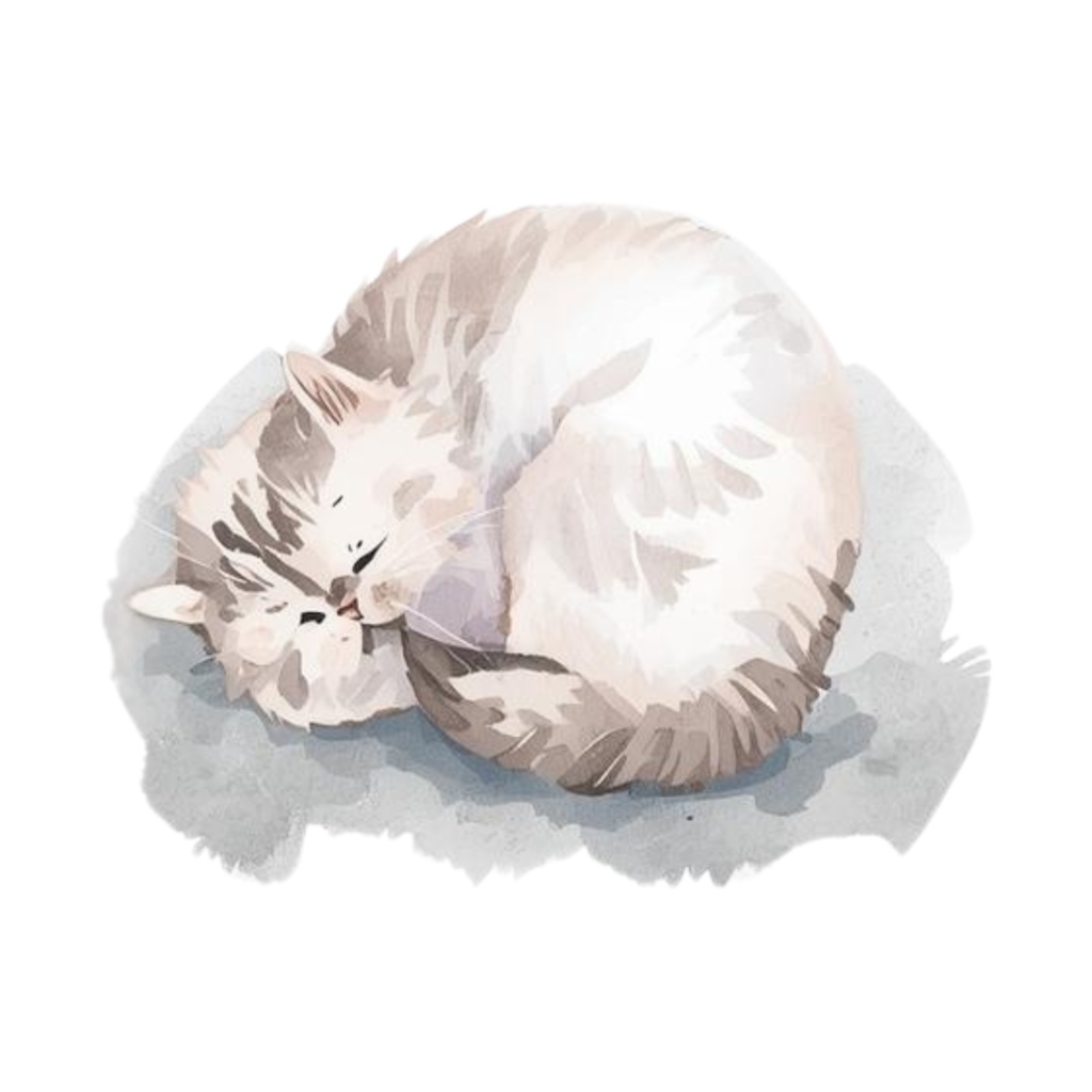 水彩手書き風イラスト集 ゆるふわ猫 vol.6|全◯種 背景透過PNG素材