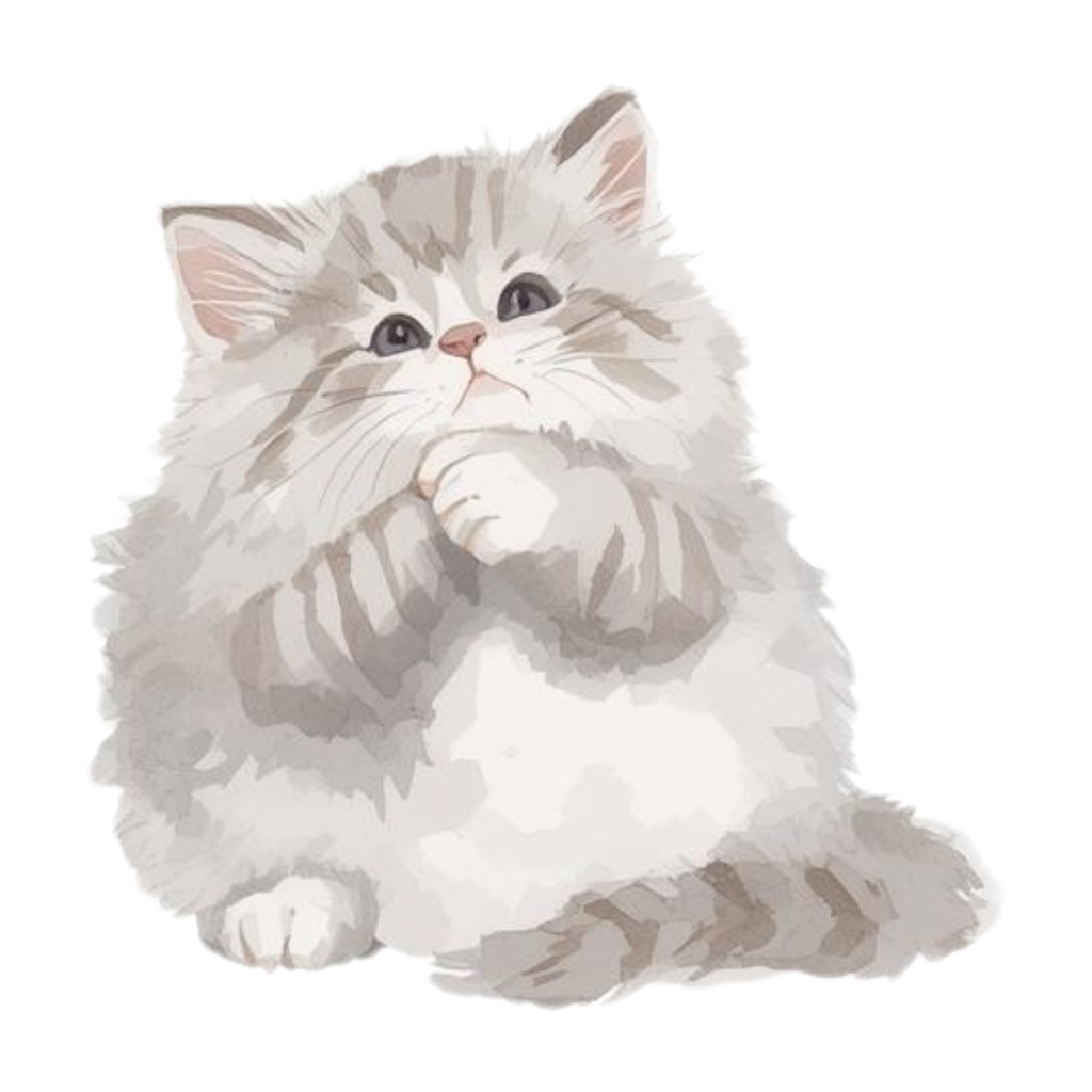 水彩手書き風イラスト集 ゆるふわ猫 vol.6|全◯種 背景透過PNG素材