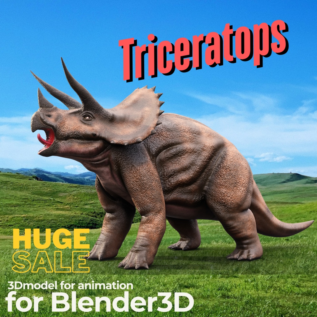 恐竜３Dアセットシリーズ第一弾　No.4　トリケラトプス