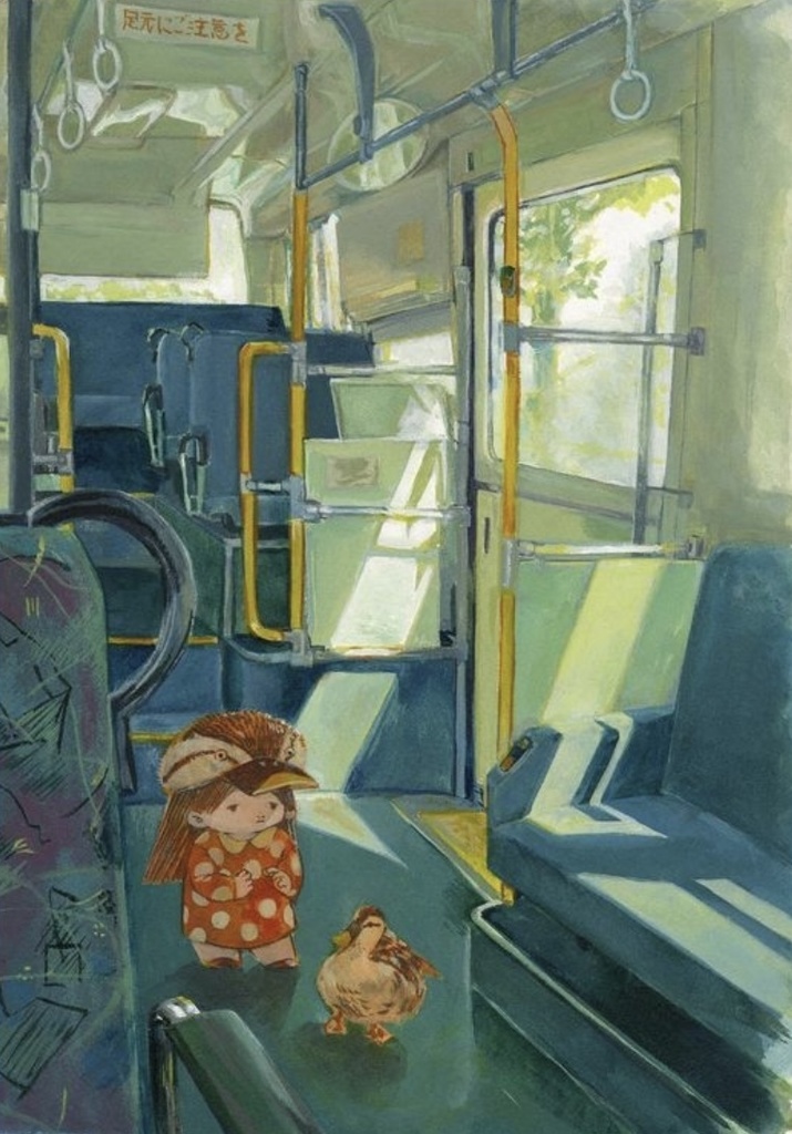 【額装原画】はじめてのバス