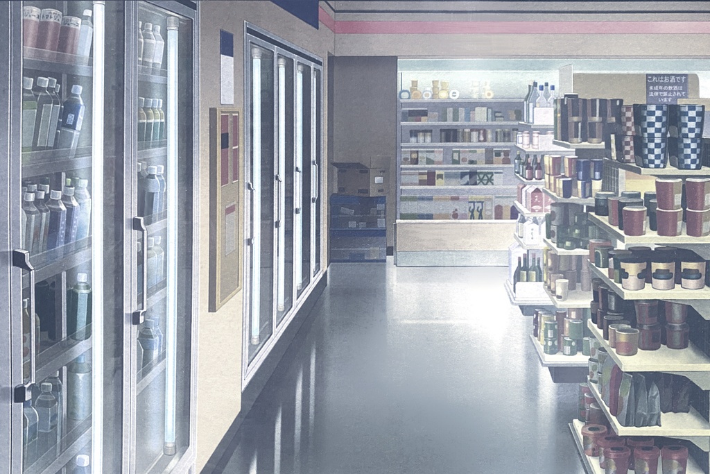 単品5種背景素材v52bコンビニ店内