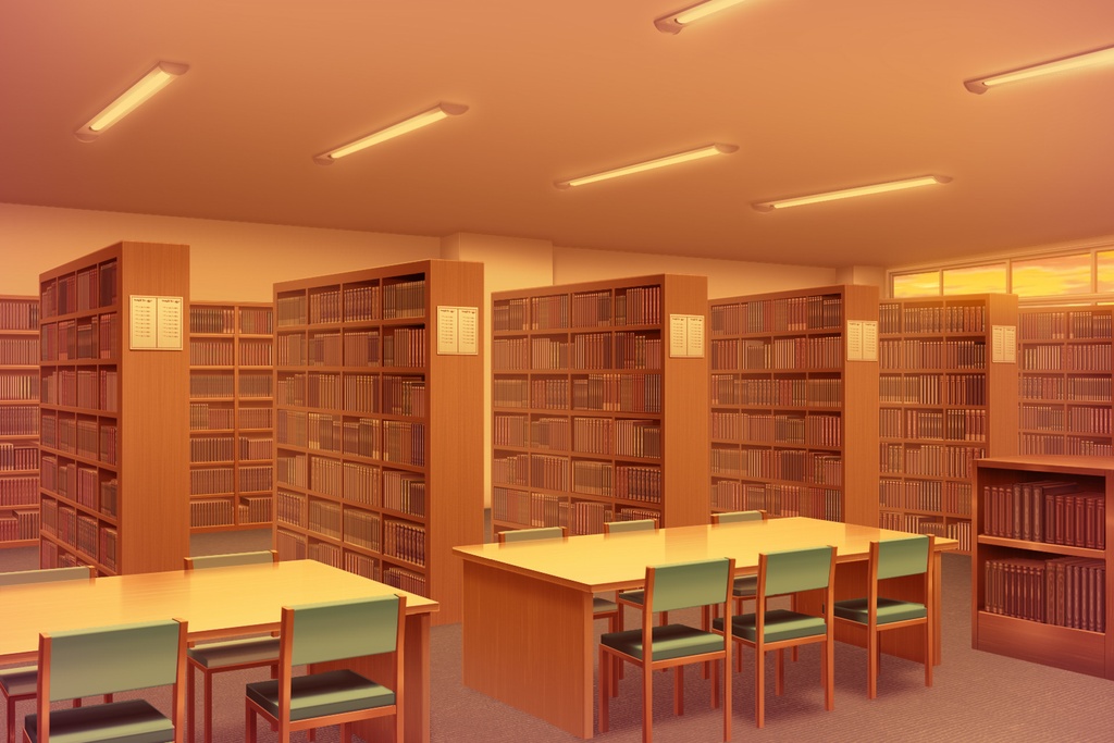 単品5種背景素材v46図書室