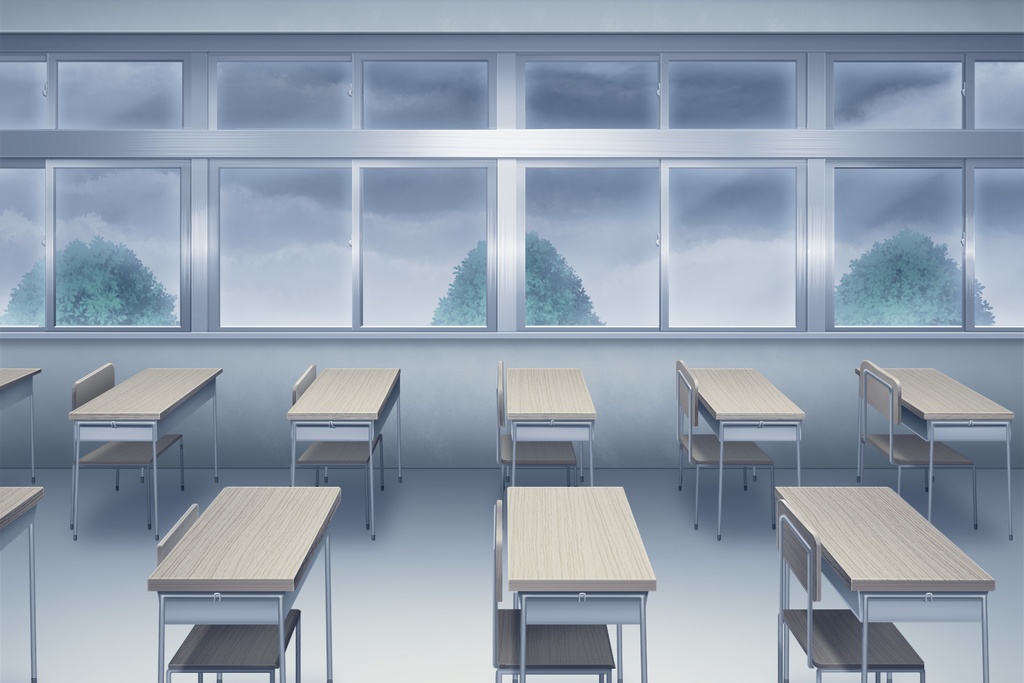 単品5種背景素材v42b教室窓際