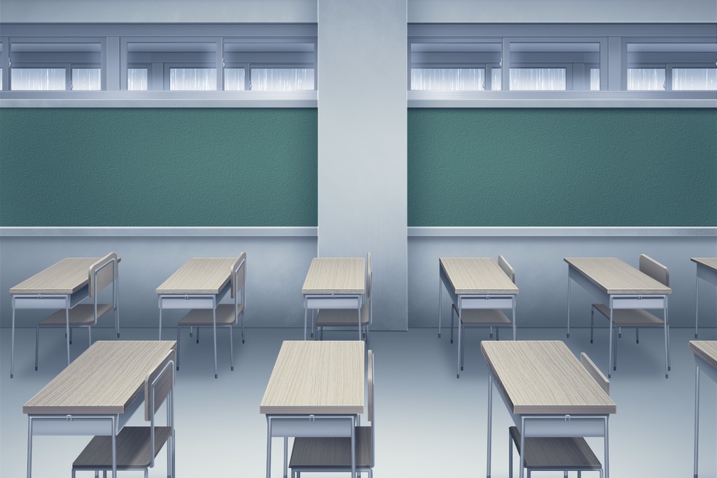 単品5種背景素材v42c教室廊下側