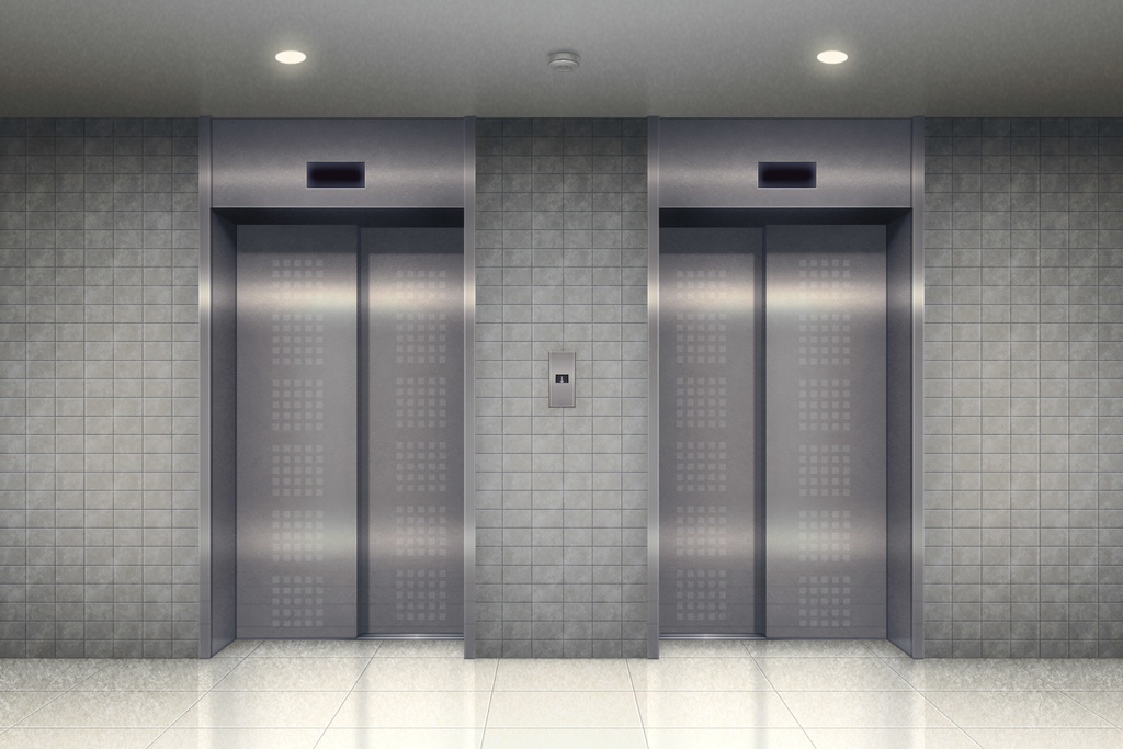 単品五種背景素材v22b 1階&最上階エレベーター外観