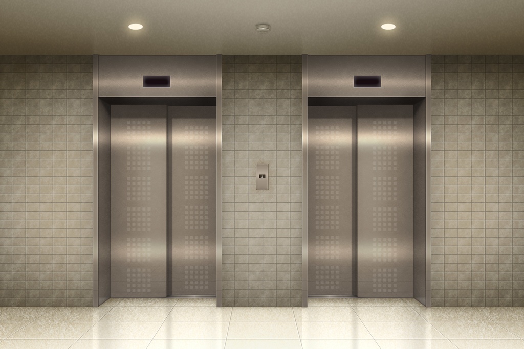 単品五種背景素材v22b 1階&最上階エレベーター外観