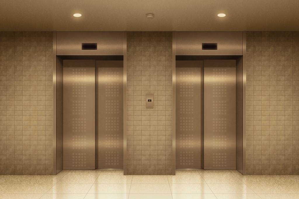単品五種背景素材v22b 1階&最上階エレベーター外観