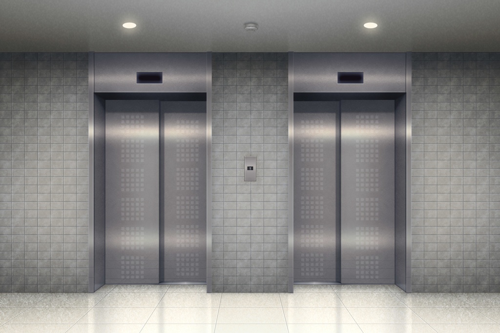単品五種背景素材v22b 1階&最上階エレベーター外観