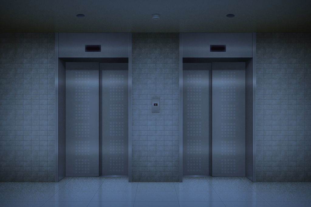 単品五種背景素材v22b 1階&最上階エレベーター外観