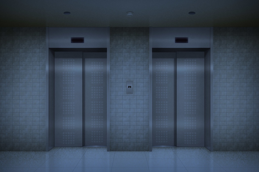 単品五種背景素材v22b 1階&最上階エレベーター外観