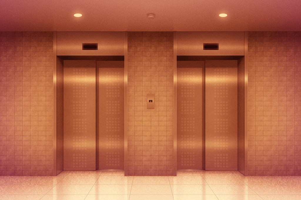 単品五種背景素材v22b 1階&最上階エレベーター外観