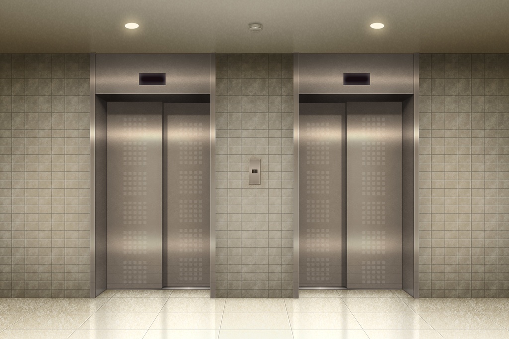 単品五種背景素材v22b 1階&最上階エレベーター外観