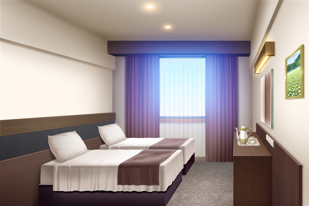 単品5種背景素材v88ホテル個室Sシングル Tツイン Dダブル