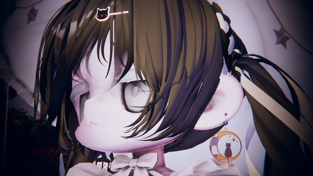 【MA対応】三日月のステンドグラス風イヤリング【VRC想定】