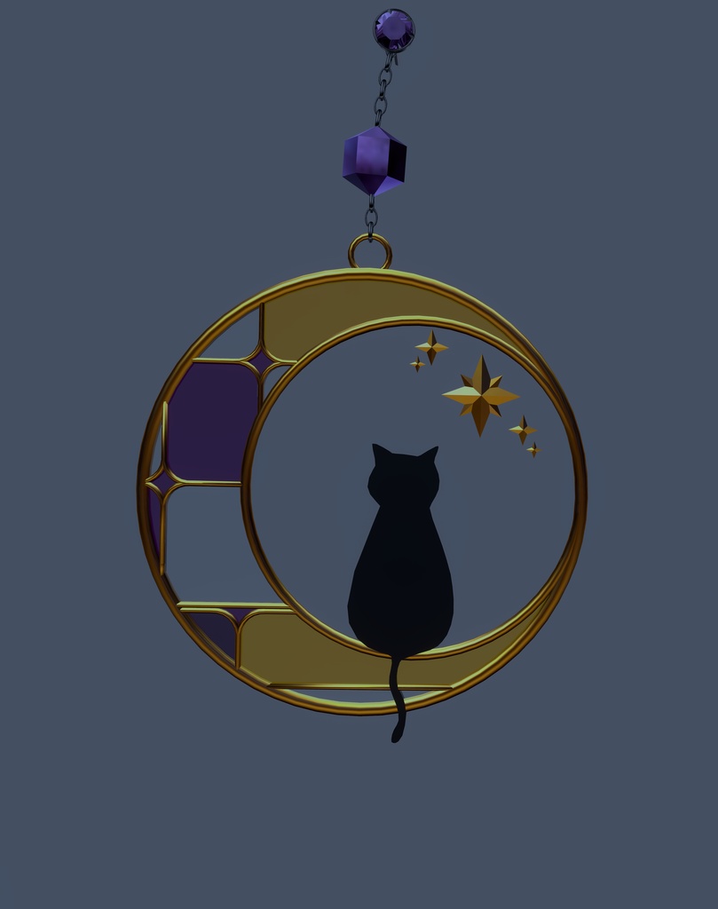 【MA対応】三日月のステンドグラス風イヤリング【VRC想定】