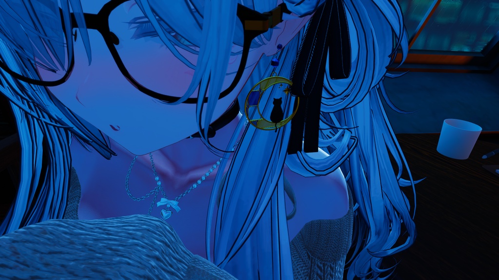 【MA対応】三日月のステンドグラス風イヤリング【VRC想定】