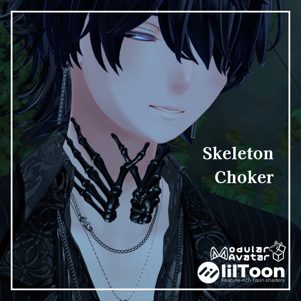 【VRC想定・MA対応】Skeleton Mask & Choker 【アニメーション付き】