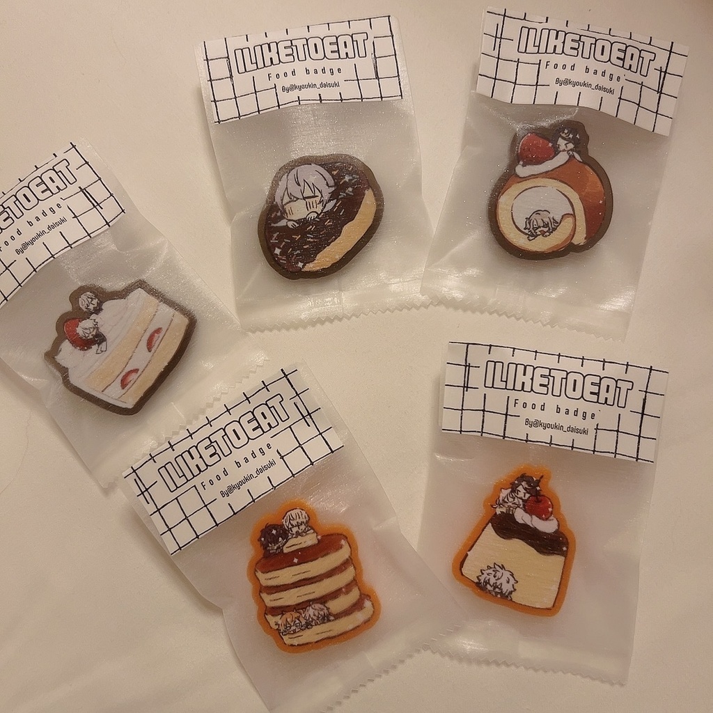 たべもののアクリルバッジ
