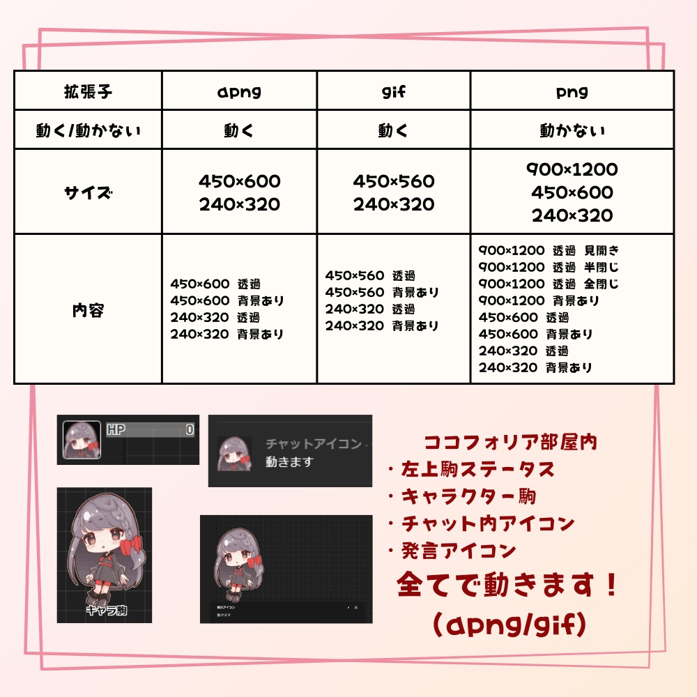 【うごくアイコン】まばたきアニメ立ち絵_SD長髪の女の子apng/gif/png【TRPG】