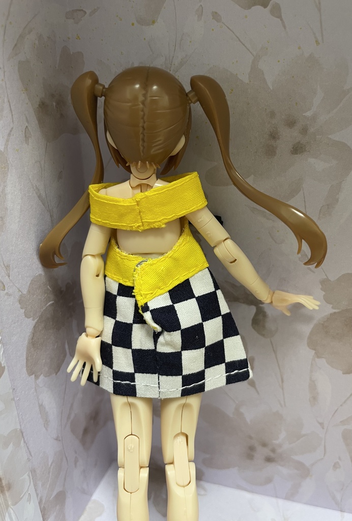 胸元リボンのミニスカワンピ(黄)