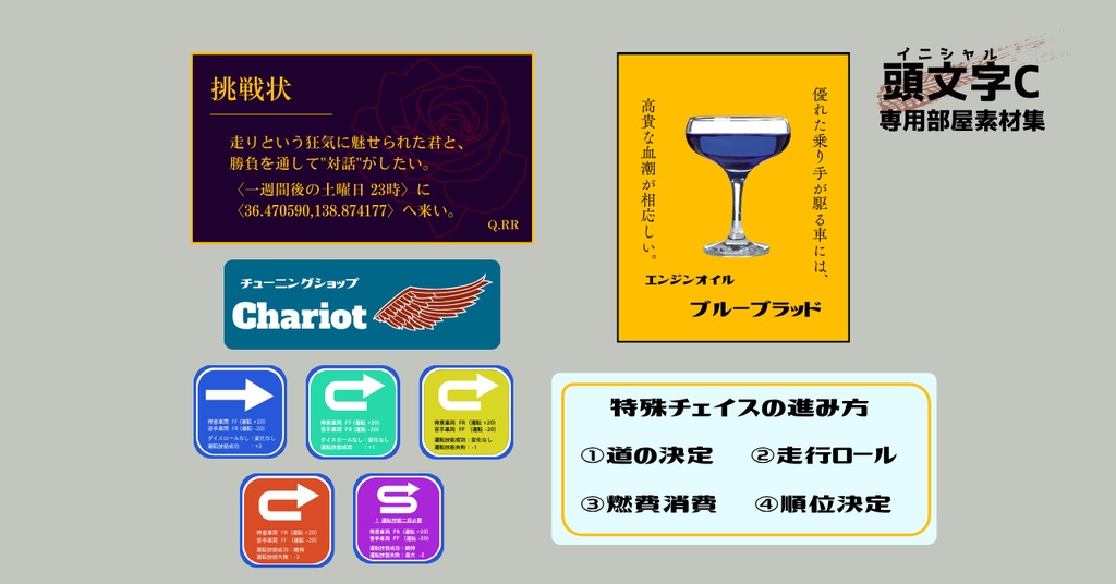 クトゥルフ神話TRPGシナリオ「頭文字C」 専用部屋素材集 【SPLL:E187827】