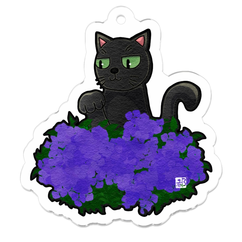 猫と紫陽花
