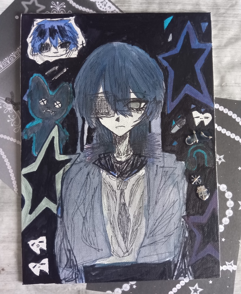 手描きイラスト キャンバス 創作 男の子