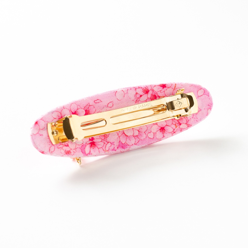 Hanayukiオリジナルアート 桜舞うバレッタ 桜ピンク 【Hanayuki x つまみ細工 漣】