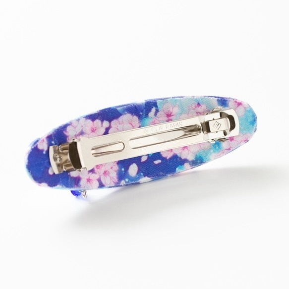 Hanayukiオリジナルアート 桜舞うバレッタ 夜桜 【Hanayuki x つまみ細工 漣】