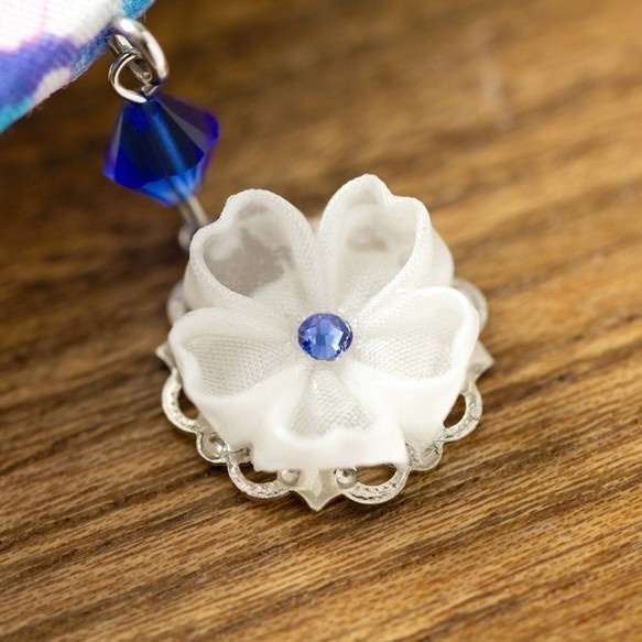 Hanayukiオリジナルアート 桜舞うバレッタ 夜桜 【Hanayuki x つまみ細工 漣】