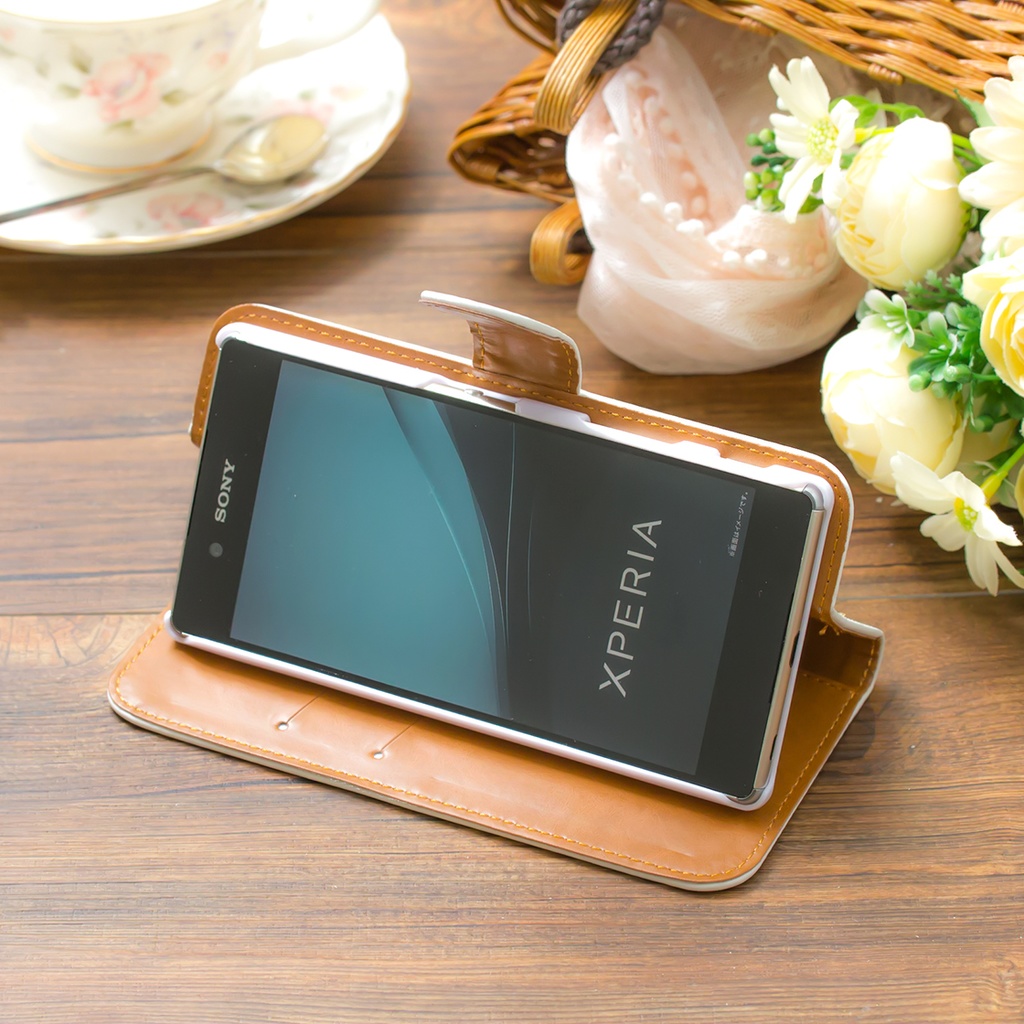 【カメラ穴あり】iPhone/Android対応 紫陽花みずいろ 【手帳型スマホケース】