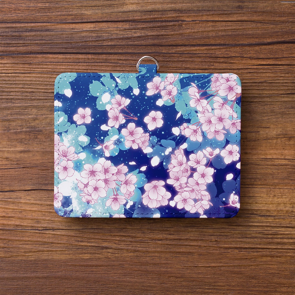 夜桜のパスケース【Hanayukiオリジナルイラスト】