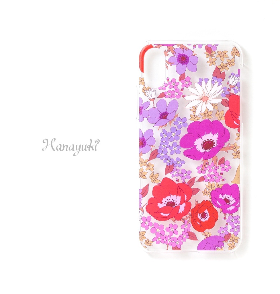 スマホケース アネモネマゼンタ クリヤタイプ Iphone Andorid対応 Hanayuki オリジナル花柄アートグッズ Booth