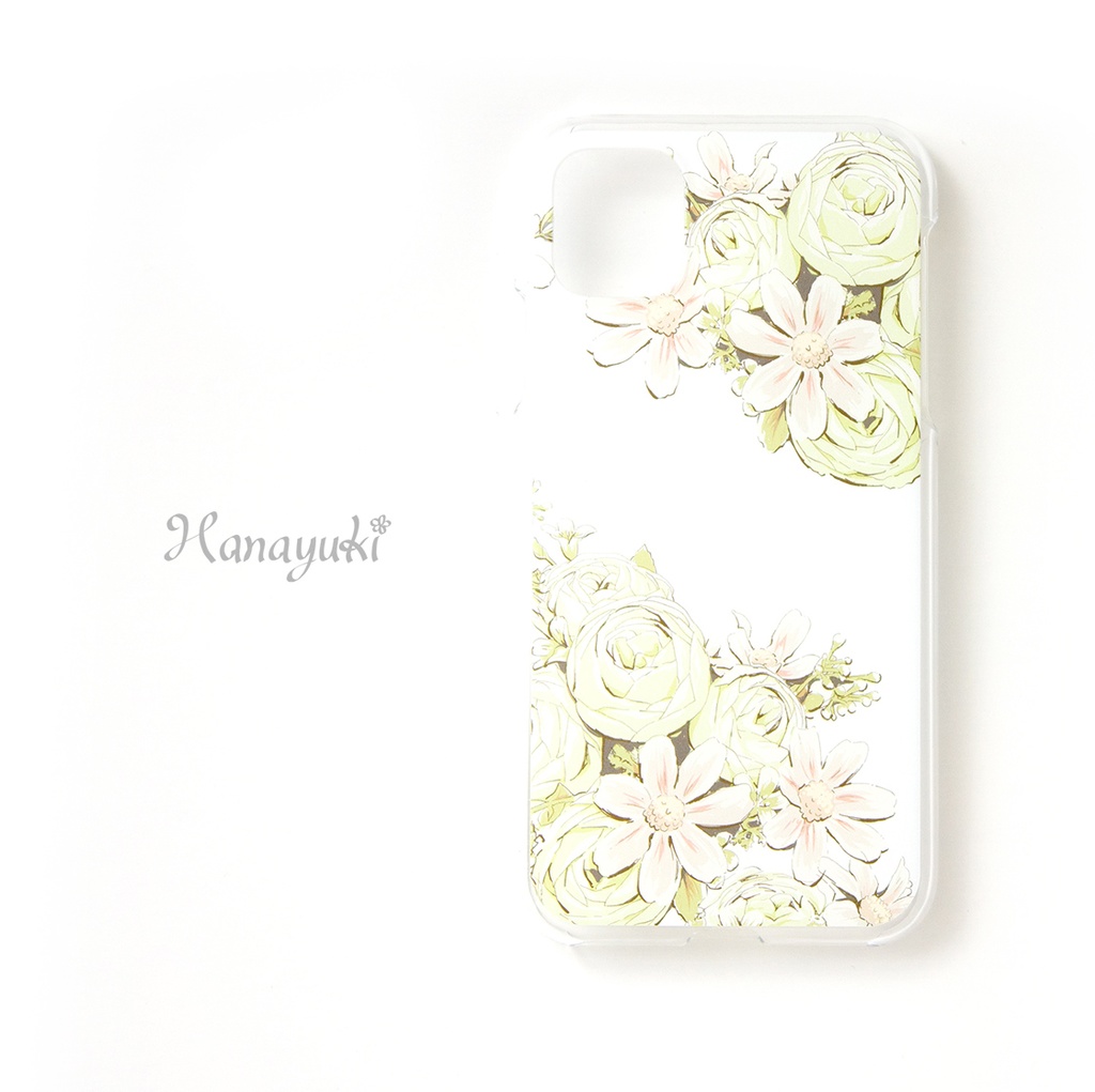 【スマホケース】イングリッシュローズ グリーン【クリアタイプ】iPhone/Andorid対応